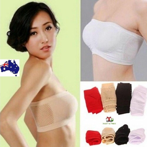 Sports Bras Bandeau Women's Soft Seamless Strapless Top Breathable Boob Tube - Picture 2 of 10