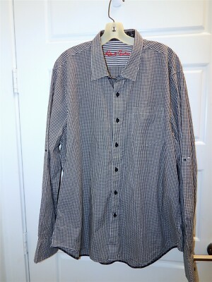 New Robert Graham 100% Cotton Black White Gingham Check Button Down Shirt XXL