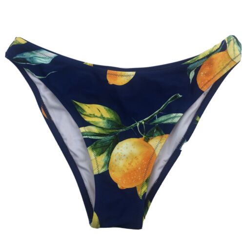 NWT Cupshe Women's Size M Tropical Fruit Bikini Swimsuit Bottom Navy - Picture 1 of 4