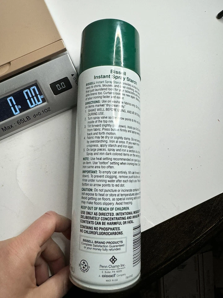 Almidón en spray instantáneo Bissell 20 oz de colección - ideal para planchar ropa 1/2 completo Foto 3 de 3