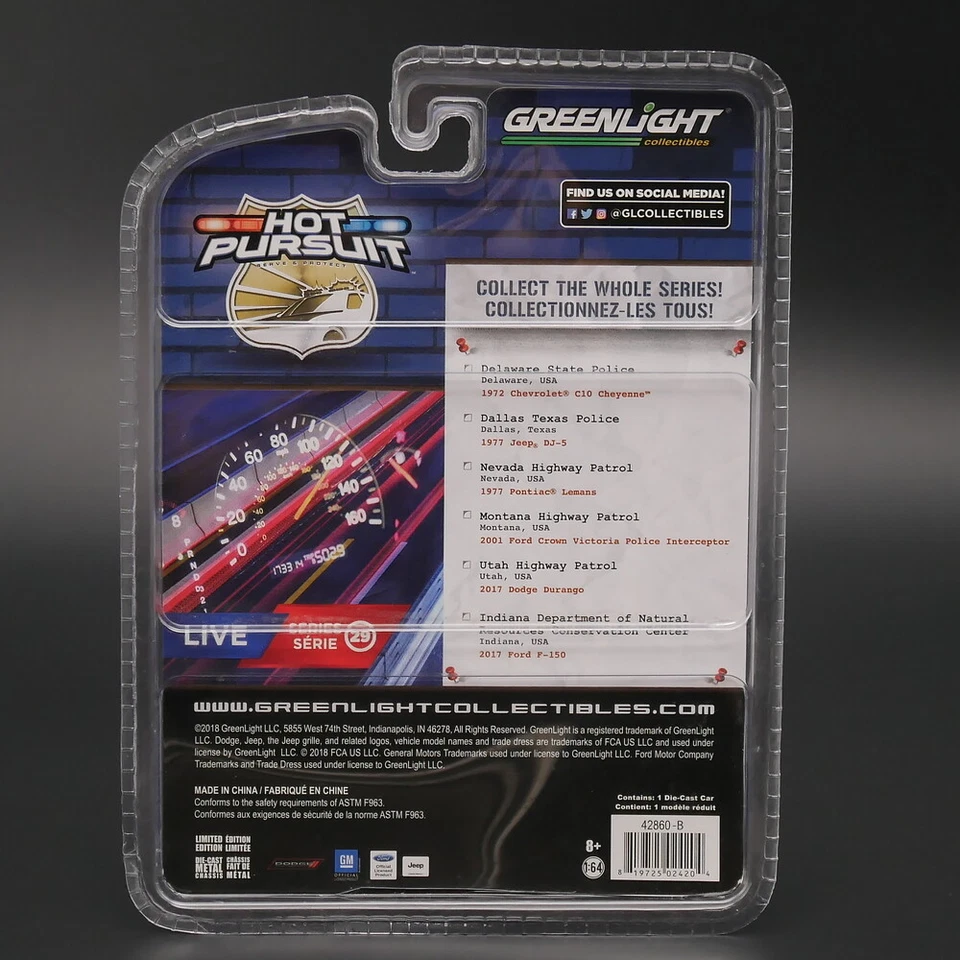 Greenlight 1:64 Hot Pursuit Dallas Texas Police 1977 Jeep DJ-5 Metal toy car - Image 2 of 3