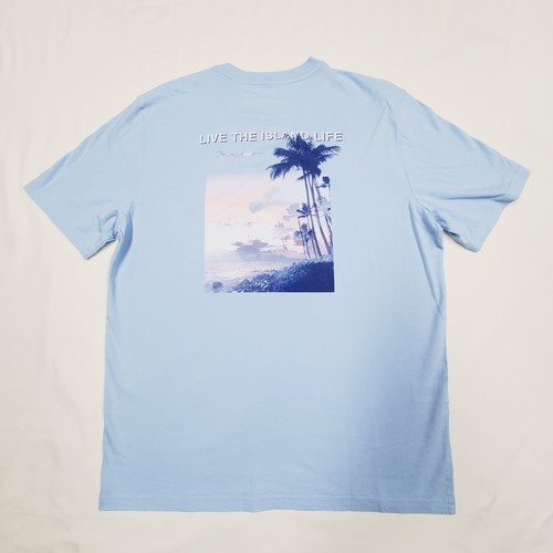 XL Tommy Bahama Chambray Blue Misty Mornings Live the Island Life T-Shirt 50" - Picture 2 of 7