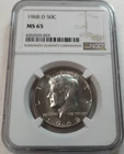 1968-D Silver Kennedy Half-Dollar 50C Graded NGC MS65 #6262525-023