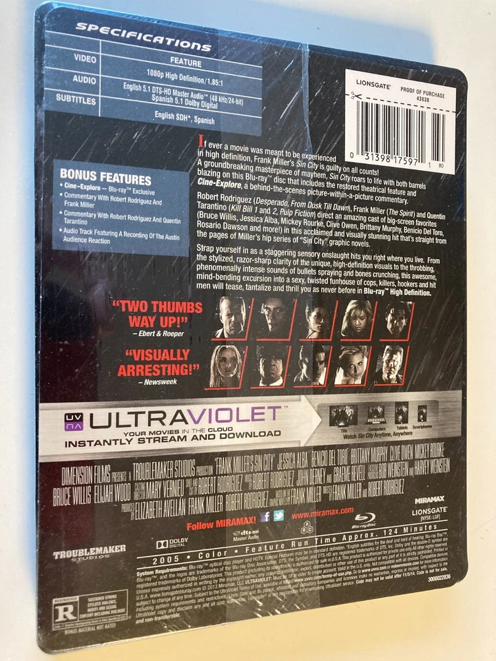 Sin City Blu-ray Steelbook NEW, Bruce Willis Jessica Alba - Image 2 of 2