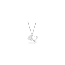 Things Remembered Silver Double Pave Heart Swing Necklace