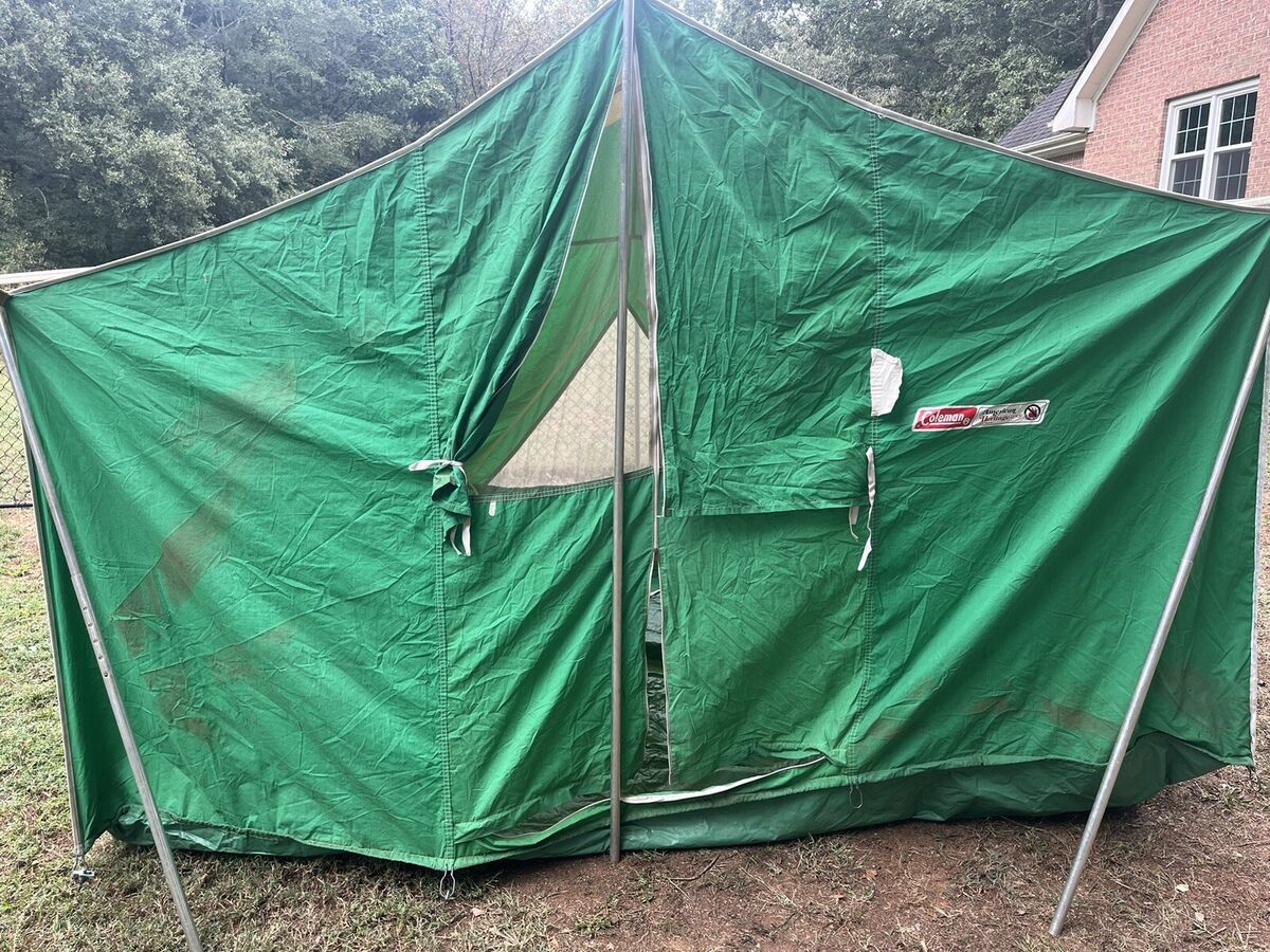 Vintage Coleman Canvas American Heritage Cabin Camping Tent Vintage Coleman Canvas American Heritage Cabin Camping Tent