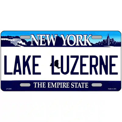 Lake Luzerne New York Blue Metal Sign