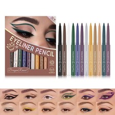 12Pcs Colored Glitter Shimmery Shimmer Gel Eyeliner Pencils Set  