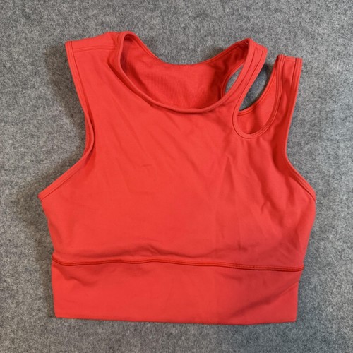 Lululemon Sports Bra Womens 6 Orange Racerback Longline Yoga Logo Top Workout