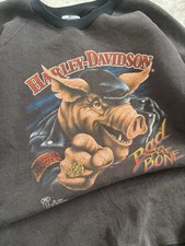 Vintage 80s 90s 3D Emblem 87 Harley Davidson Bad To The Bone Sweatshirt Size Xl