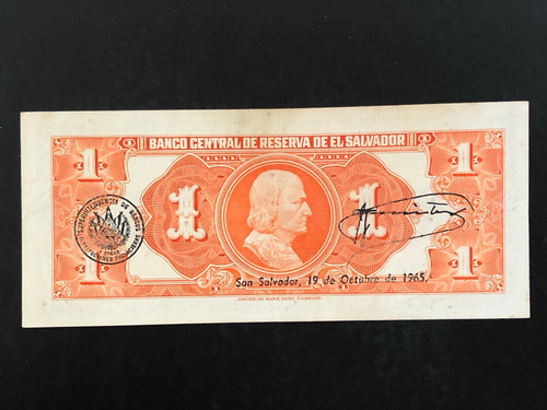 Banconota Banca Centrale El Salvador Un Colon 1964-1966 - Scarsa - Quasi Nuova - Foto 4 di 6