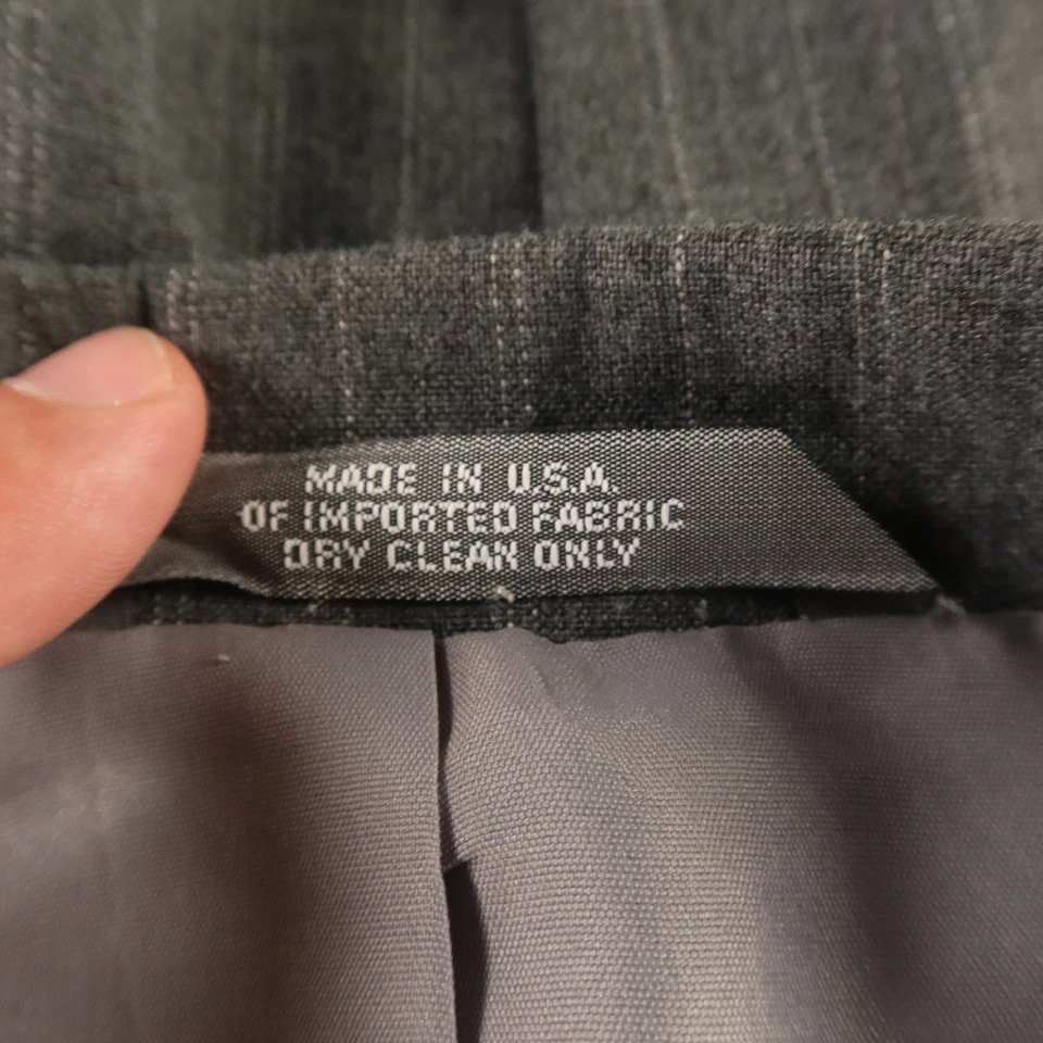 VTG Hopsack Suit XL XLT 46L Gray Chalk Stripe Polyester Flat Front 40x31 NEW - Image 3 of 4