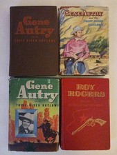 4 Vintage Book Lot Roy Rogers 1946, Gene Autry 1944 HB/DJ Thief River Outlaws