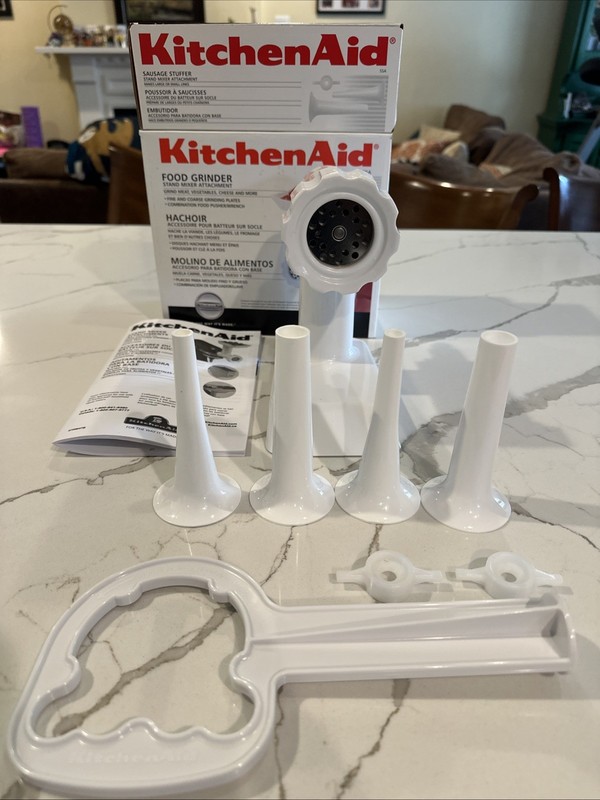 KitcheAid Food Grinder Attachment Compatible with Stand Mixer + Sausage Stuffers