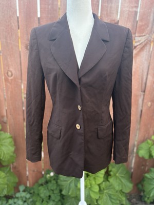 Vintage Escada 100% Wool Italian Brown Classic Blazer Women s Size 8