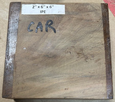 ONE KILN DRIED EXOTIC IPE PLATTER BOWL BLANK TURNING WOOD 6" x 6" x 2" CAR