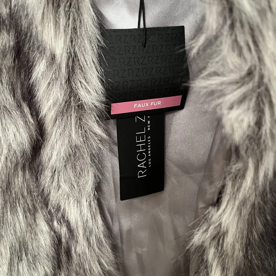Chaleco de piel sintética Rachel Zoe gris para mujer talla pequeña NUEVO con etiquetas elegante Foto 4 de 4