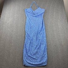 Windsor Blue Sequin Mermaid Women's Small Prom Dress Cowl Halter Neck Backless