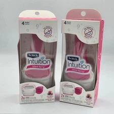 2 packs Schick Intuition Island Berry Razor 4 Blades Lather & Shave 2 Refills