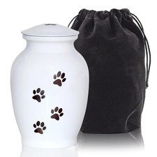 PCS Pet Cremation Urn for Dog Cat Ashes - White Metal Paw Print Small