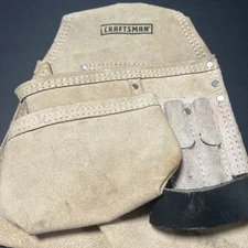 Craftsman Sears Tool Pouch Leather Pockets Black Hammer Loop