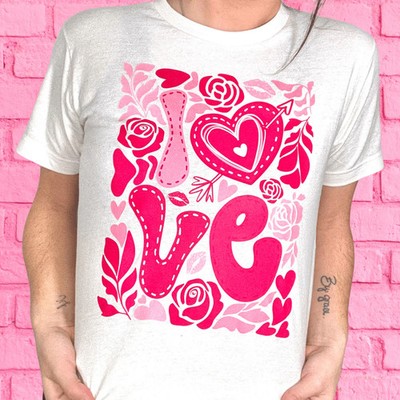 Love And Roses Retro Style Graphic T Shirt