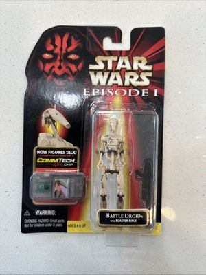 1998 Hasbro Star Wars Episode 1 Battle Droid Actionfigur Blaster CommTech Vintage
