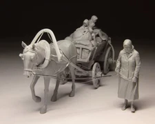1/35 Scale Model WWII Refugee Diorama Resin Kit – Horse Cart Civilian Scene