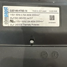 ebm-papst D2E146-HT65-14 AC Blower Centrifugal Bearing 115V 582CFM 63dB BrandNew