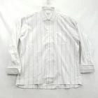 Christian Dior Dress Shirt Mens 17.5 34/35 White Stripe Easy Care Classic Fit