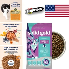 Gluten Free Salmon Cat Food 12LB Dry Kibble for Indoor Cats with Probiotics