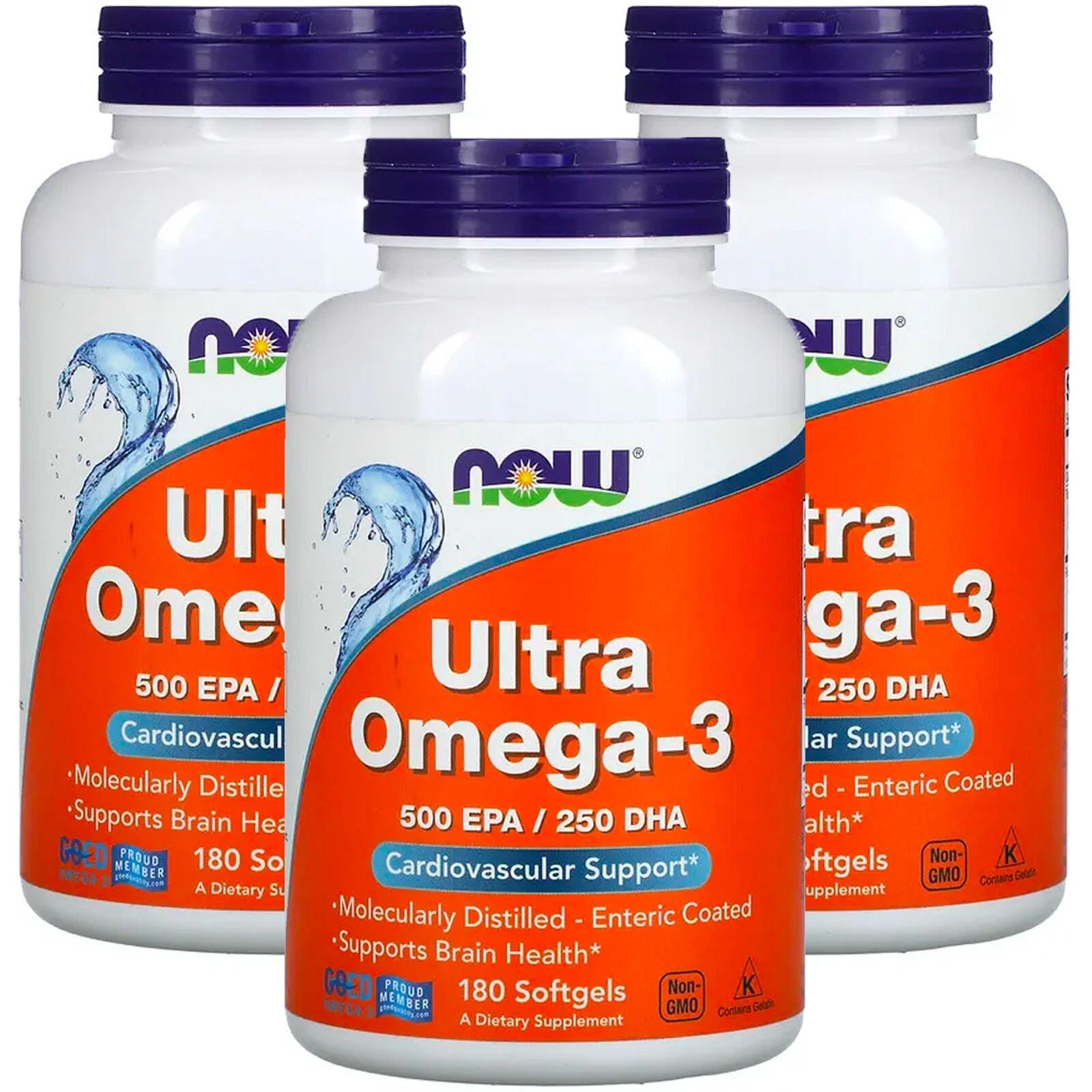 Now Foods, (3 Pack) Ultra Omega-3, 500 EPA/250 DHA, 180 Softgels Cardio Support