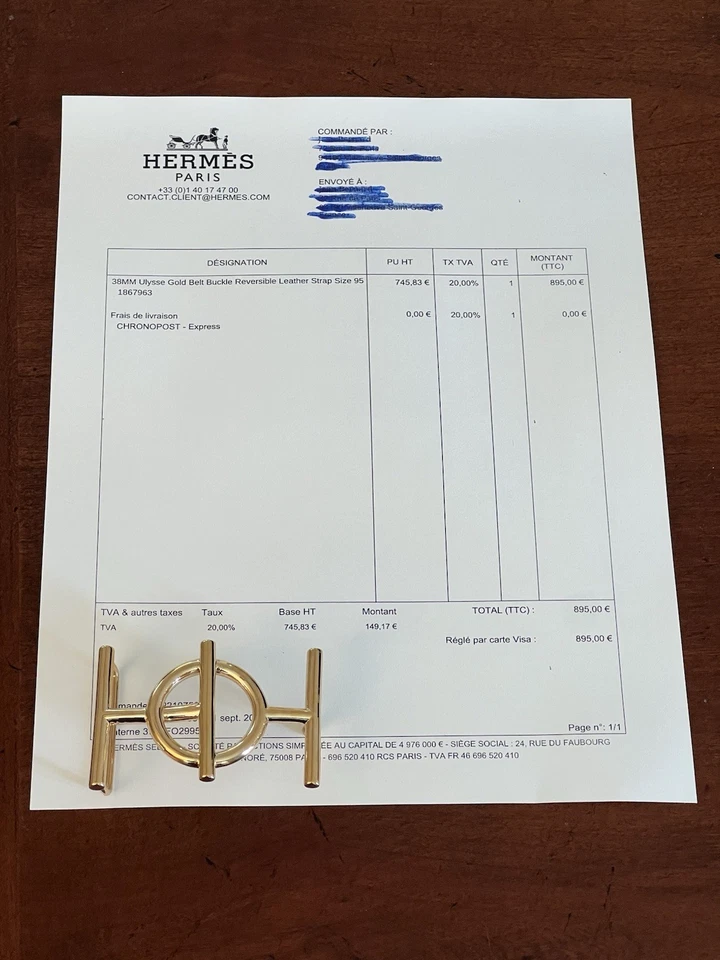 HERMES 38MM Gold Ulysse H Belt Buckle (excellent) - Image 4 of 4