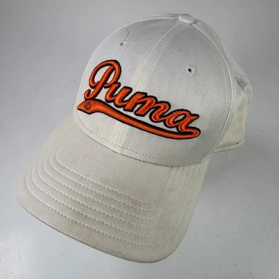 Puma Casquette De Baseball Snapback Homme Taille Unique Blanc Orange Logo Script - Photo 1/4