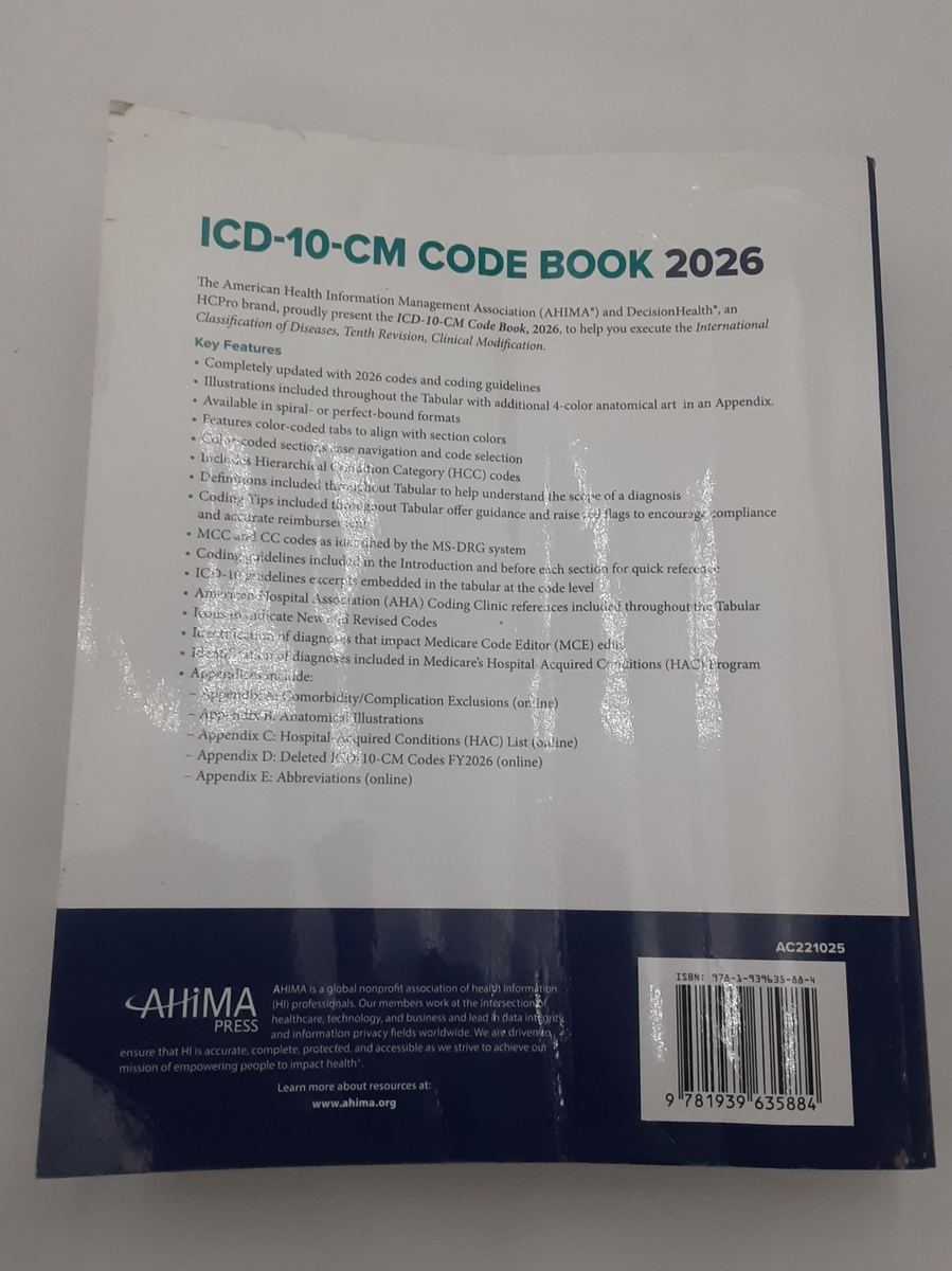 2026 ICD-10-CM Code Book AHIMA 9781939635884 9781939635884| eBay