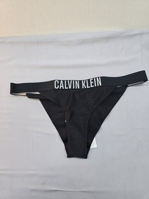 Calvin Klein Bikinihose Damen schwarz gerippt L