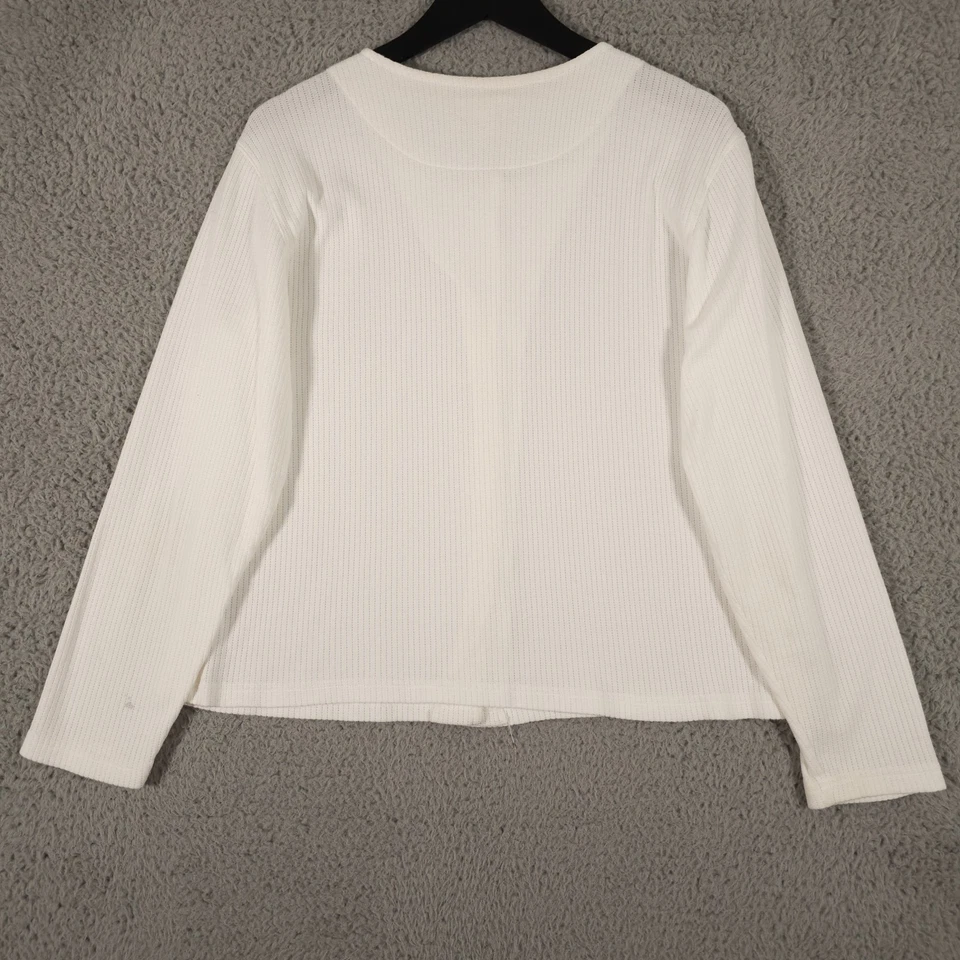 Suéter Vintage Talbots Mujer XL Blanco Acanalado Textura Abotonada Cárdigan Algodón Foto 2 de 4