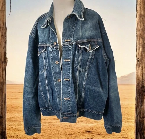 Vintage Abercrombie & Fitch Denim Trucker Jean Jacket Adult XL Blue Original