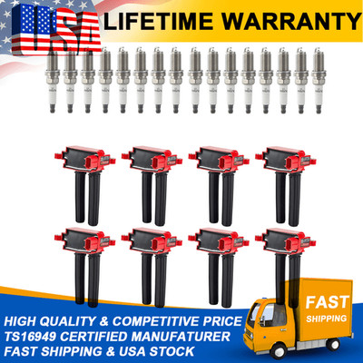 8PACK Ignition Coil & 16PCS Spark Plug Set For Dodge 5.7L 6.1L 6.2L 6.4L HEMI V8