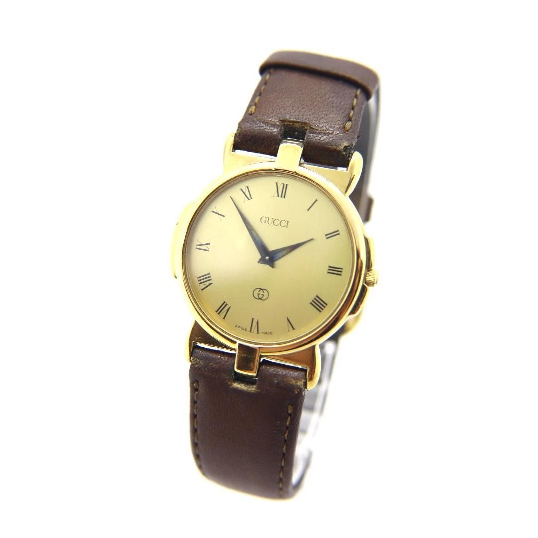 Gucci 3400FM Boîtier de montre homme d’occasion 32 mm cadran doré quartz vintage