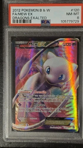 Mew EX Full Art - 120/124 - BW Dragons Exalted Pokémon Card - PSA 8