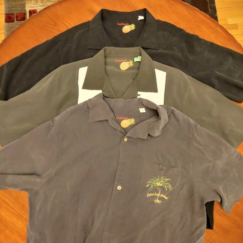 Lot of 3 Caribbean Pineapple Mens XL Hawaiian Pocket Shirt Martini Paradise eBay