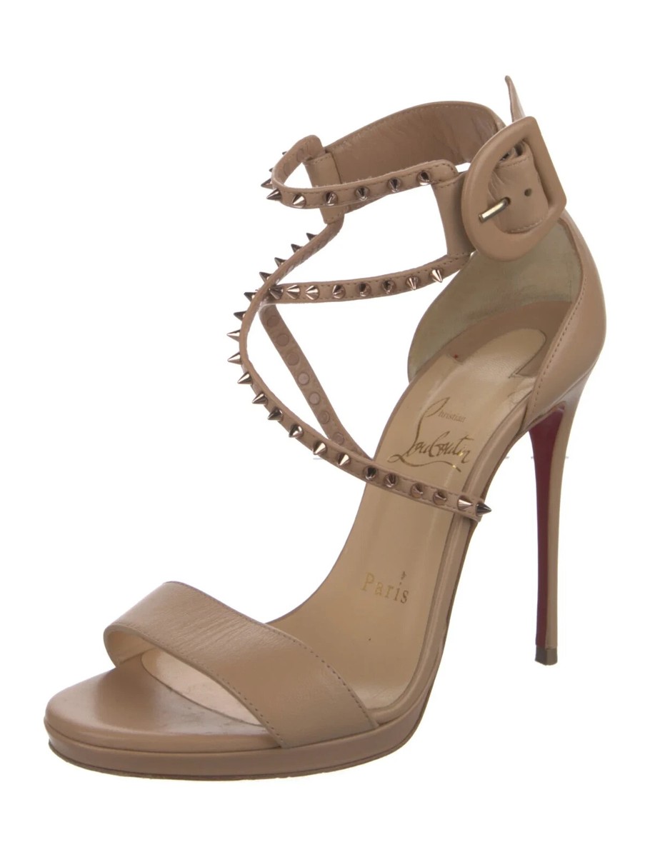 CHRISTIAN LOUBOUTIN Choca Lux 120 Nude Leather Sandals SZ6 IT 36