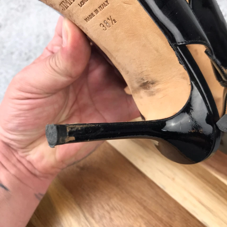 Zapatos de salón Jimmy Choo Nova de tacón EU 38,5/US 8,5 charol punta abierta con cordones Foto 2 de 4