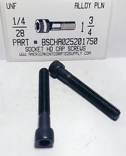 1/4-28x1-3/4 Hex Socket Head Cap Screws Alloy Steel Black (12)