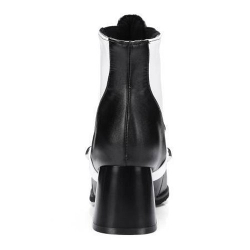 Women's Ankle Boots Synthetic Leather Block Mid Heels Pointed Toe Ladies Shoes - Picture 4 of 19