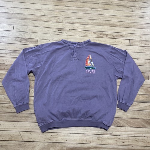 Crazy Shirts Hawaii Henley Maglione Uomo L Viola Sail Island Made USA Elasticizzato 48" - Foto 22 di 22