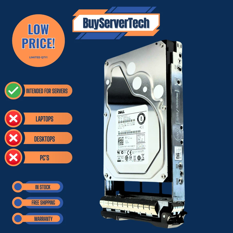 Dell 829T8 2TB 7.2K RPM 3.5" SAS 6Gb/s Enterprise HDD 0829T8 | Verified | 1YR - Image 3 of 4