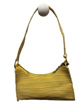 Yellow Animal Print Faux Leather Zip Shoulder Bag Purse