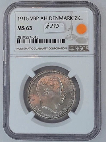 1916 VBP AH DENMARK 2K (2 KRONER). NGC CERTIFIED MS63.
